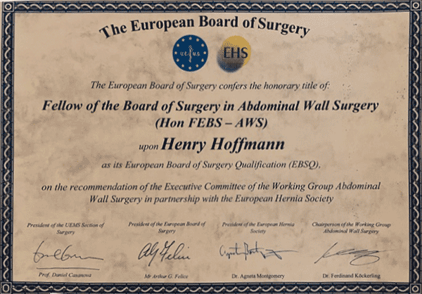 certificate of the EAHS in Copenhagen